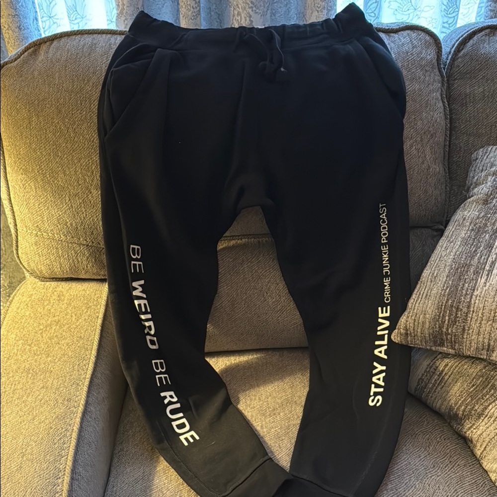 Stay Alive Black Jogger Pants Crime Junkie